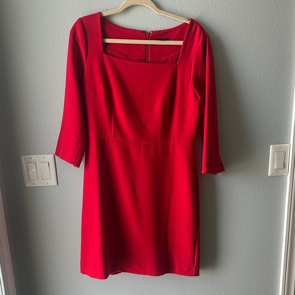 Ann Taylor Vibrant Red Long Sleeve Dress
